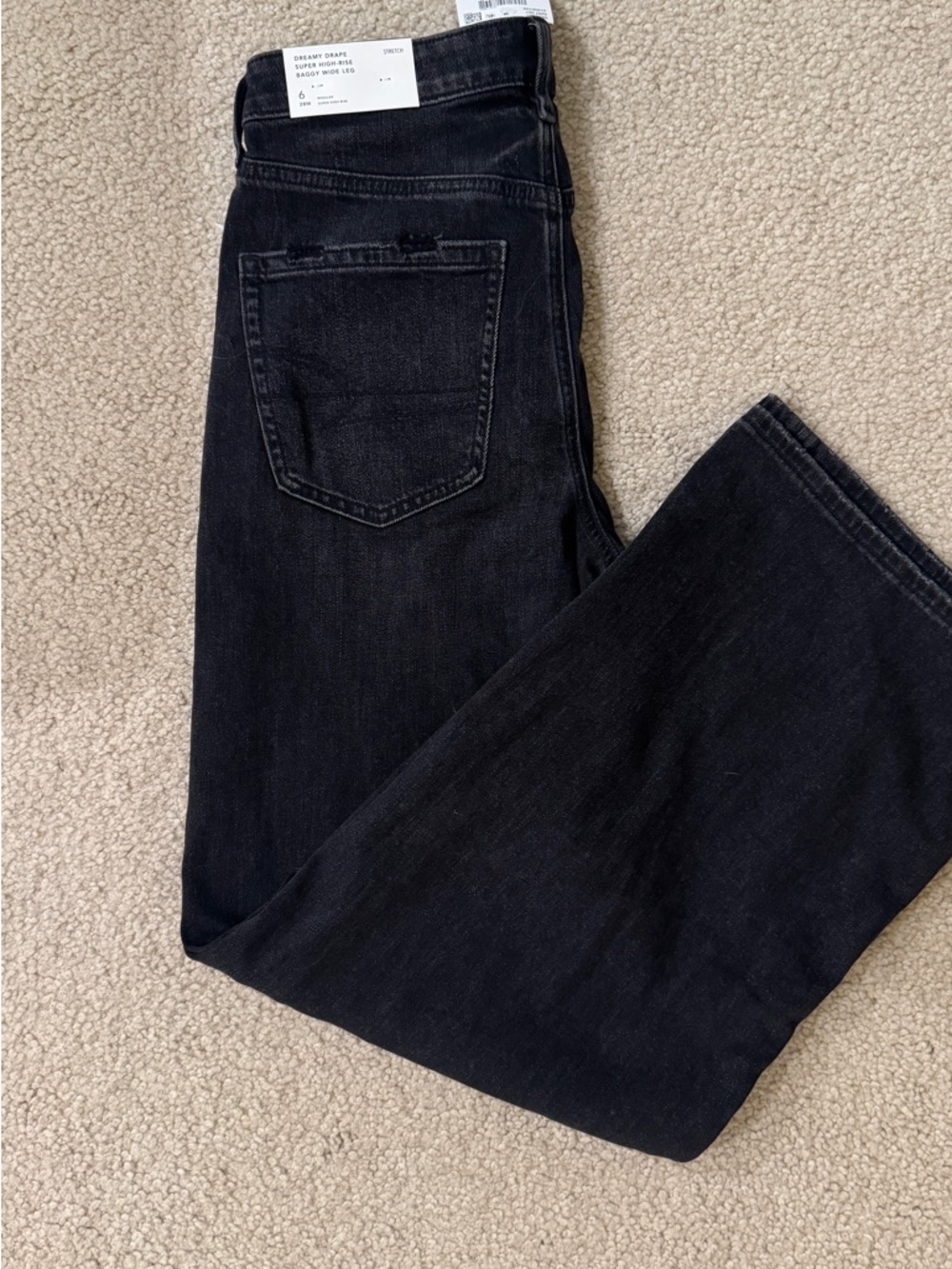 American Eagle Outfitters Black Wide Leg Ripped Jeans - Picture 2 of 3